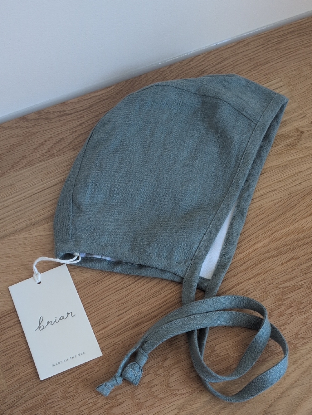 NWT Briar Linen Baby Bonnet in Dusty Blue